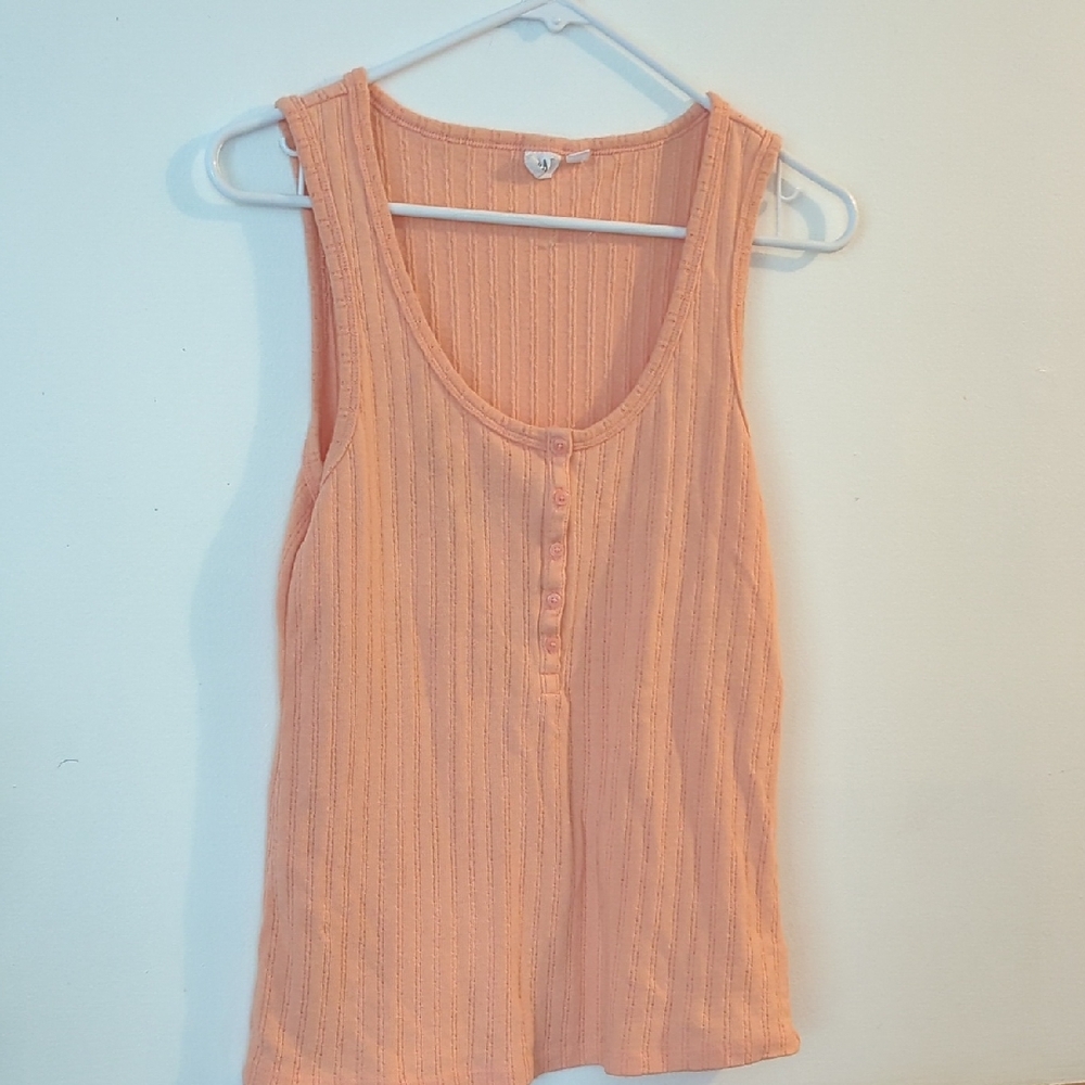 Gap Women's Peach Sleeveless Ribbed Top